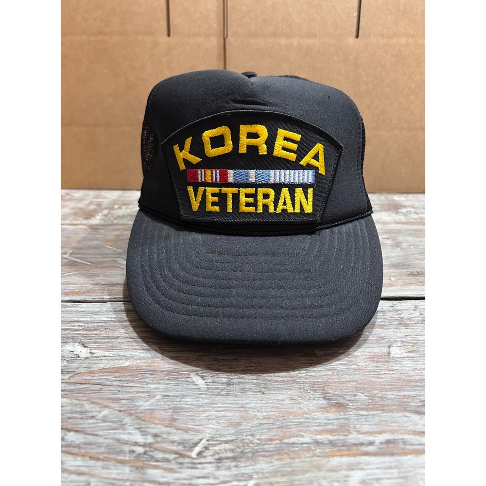 Vintage Nissun Cap Korea Veteran Mesh Trucker Hat Black Snapback Patch Hat